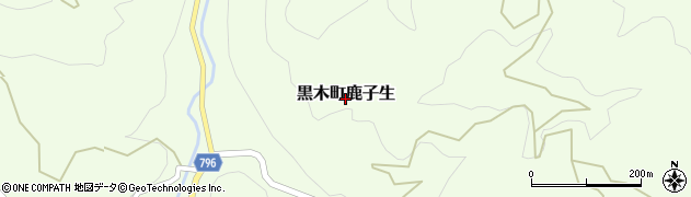 福岡県八女市黒木町鹿子生周辺の地図