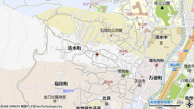〒857-0036 長崎県佐世保市清水町の地図