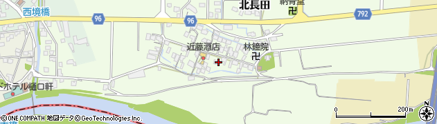 福岡県筑後市北長田周辺の地図