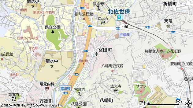 〒857-0032 長崎県佐世保市宮田町の地図