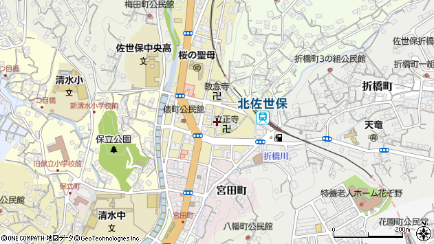 〒857-0016 長崎県佐世保市俵町の地図
