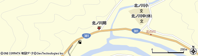 北ノ川郵便局周辺の地図