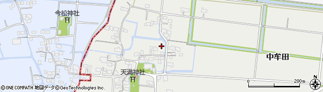 福岡県筑後市中牟田周辺の地図