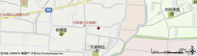 福岡県八女市川犬（犬馬場）周辺の地図