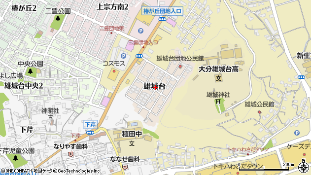 〒870-1165 大分県大分市雄城台の地図