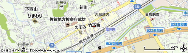 佐賀県武雄市竹下町周辺の地図