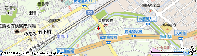 武雄市役所前周辺の地図