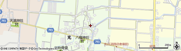 福岡県八女市光周辺の地図
