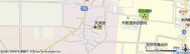 福岡県八女市緒玉周辺の地図