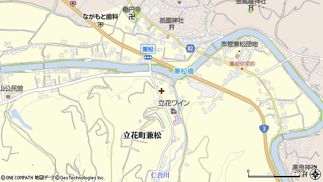 〒834-0082 福岡県八女市立花町兼松の地図