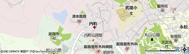 佐賀県武雄市内町周辺の地図