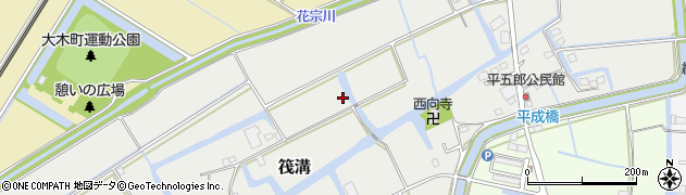 福岡県大木町（三潴郡）筏溝周辺の地図
