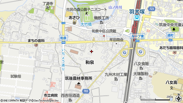 〒833-0041 福岡県筑後市和泉の地図
