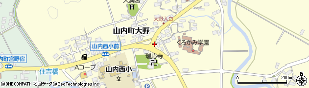 佐賀県武雄市山内町大字大野周辺の地図