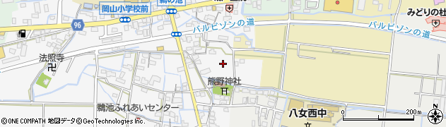 福岡県八女市鵜池周辺の地図