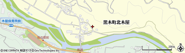 福岡県八女市黒木町北木屋周辺の地図