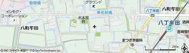 福岡県大木町（三潴郡）八町牟田周辺の地図