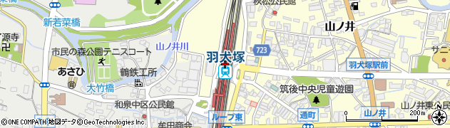 福岡県筑後市周辺の地図