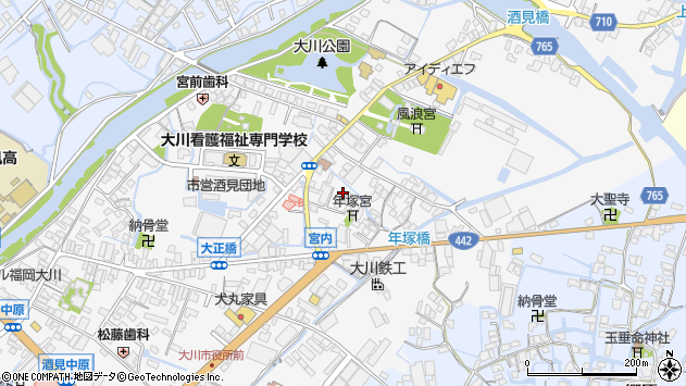 〒831-0016 福岡県大川市酒見の地図