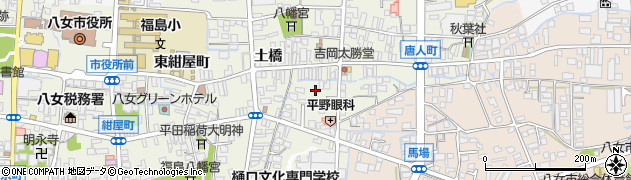 福岡県八女市本町西唐人町周辺の地図