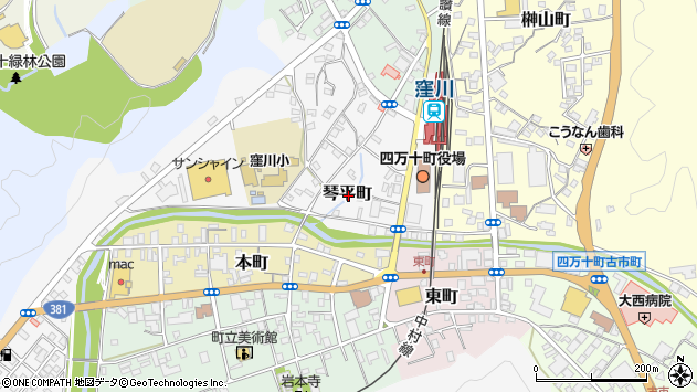 〒786-0013 高知県高岡郡四万十町琴平町の地図