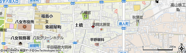 福岡県八女市本町西唐人町1周辺の地図