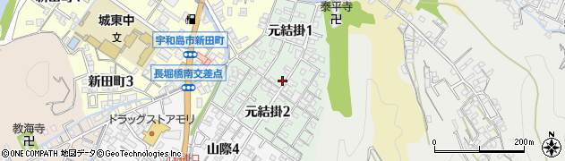 愛媛県宇和島市元結掛周辺の地図