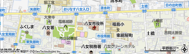 福岡県八女市周辺の地図