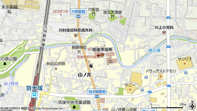 〒833-0000 福岡県筑後市（以下に掲載がない場合）の地図