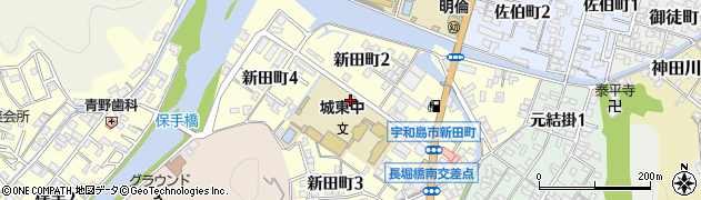 愛媛県宇和島市新田町周辺の地図