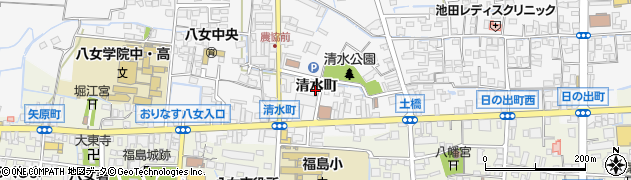 福岡県八女市本村（清水町）周辺の地図