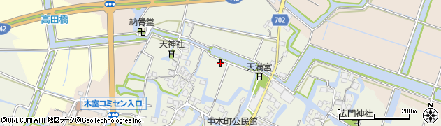 福岡県大川市中木室周辺の地図