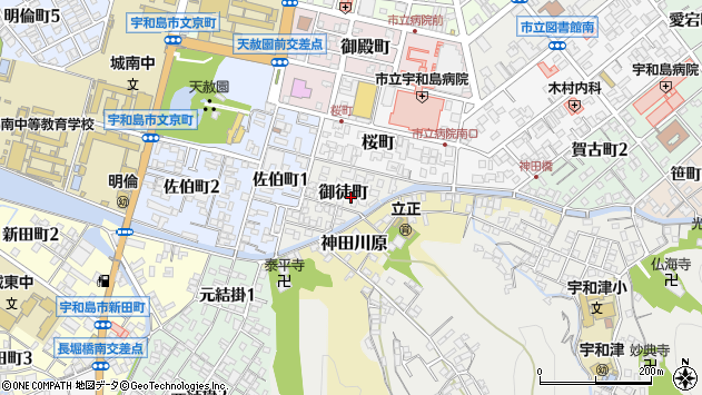 〒798-0063 愛媛県宇和島市御徒町の地図