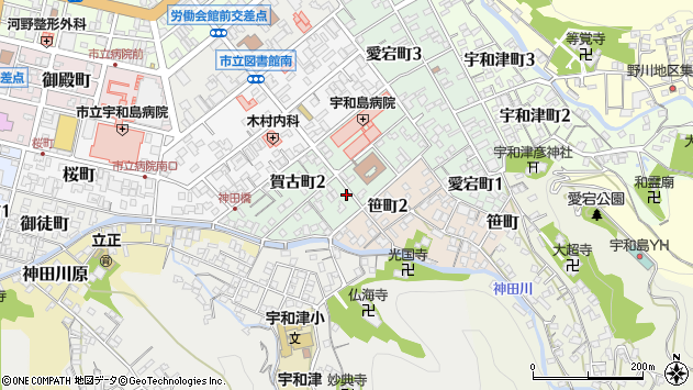 〒798-0053 愛媛県宇和島市賀古町の地図