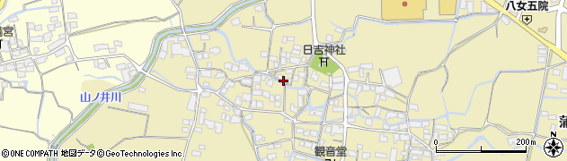 福岡県八女市蒲原周辺の地図