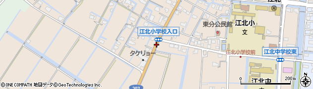 江北学校入口周辺の地図
