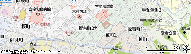 愛媛県宇和島市賀古町周辺の地図