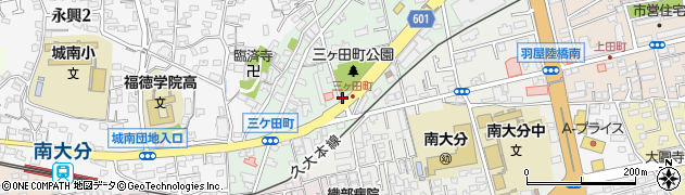 大分県大分市三ケ田町周辺の地図