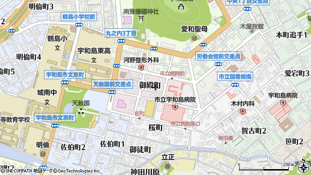 〒798-0061 愛媛県宇和島市御殿町の地図