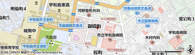愛媛県宇和島市御殿町周辺の地図