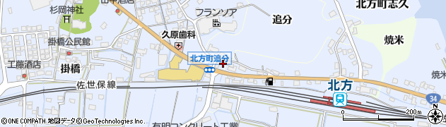 佐賀県武雄市追分周辺の地図