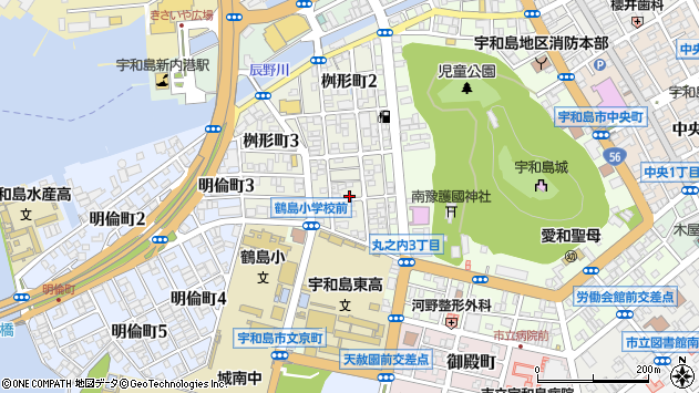 〒798-0067 愛媛県宇和島市桝形町の地図