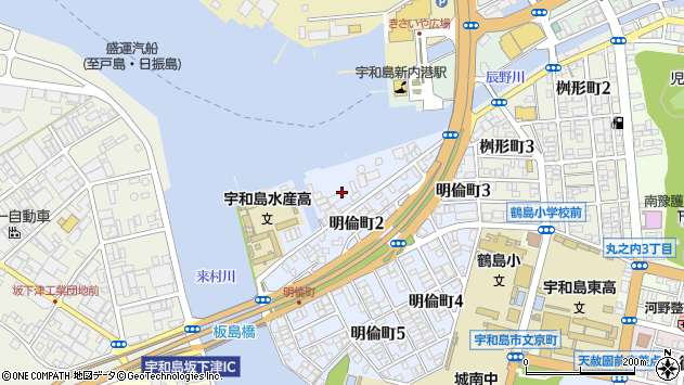 〒798-0068 愛媛県宇和島市明倫町の地図