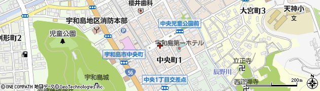 愛媛県宇和島市中央町周辺の地図