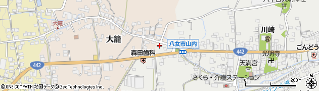 福岡県八女市山内2周辺の地図
