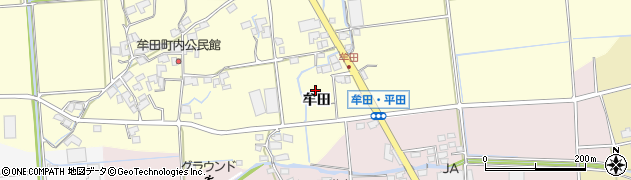 福岡県八女市本牟田周辺の地図