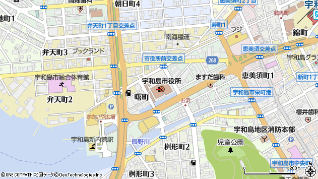 〒798-0030 愛媛県宇和島市曙町の地図