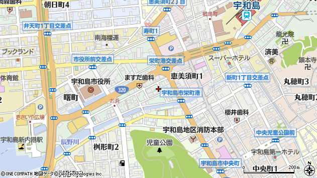 〒798-0031 愛媛県宇和島市栄町港の地図