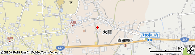 福岡県八女市大籠周辺の地図