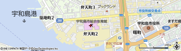 宇和島市総合体育館　大競技場周辺の地図